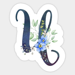 Floral Monogram U Wild Blue Flowers Sticker